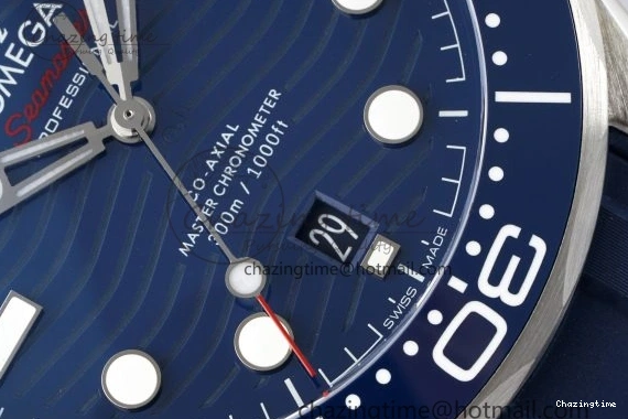 0417 Fashionable Seamaster Diver 300M ZF 1:1 Best Edition Blue Ceramic Blue Dial on Blue Rubber Strap A 7822
